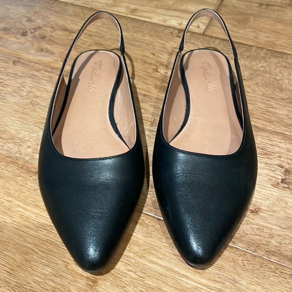 Madewell Margot Leather Sling Back, 8.5, black.